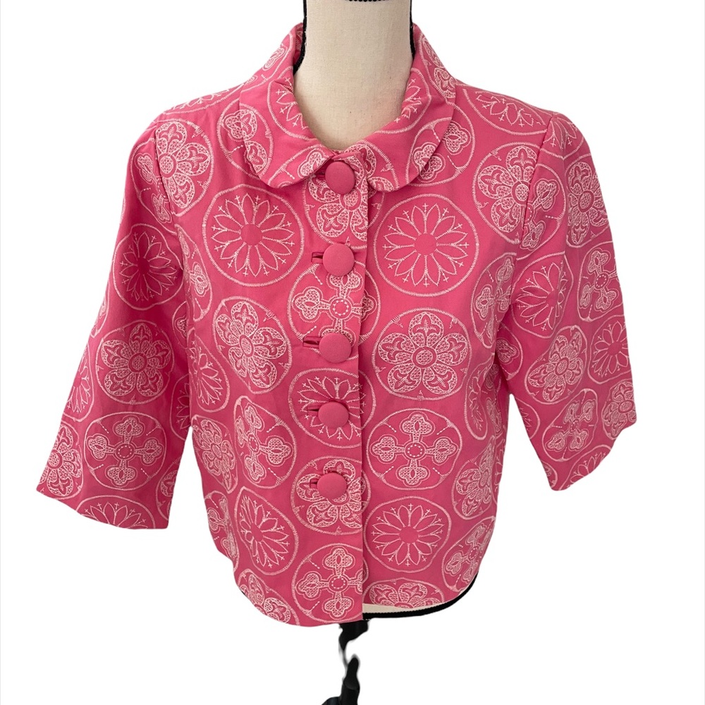Silk Land Petite Pink and White jacket Sz. L